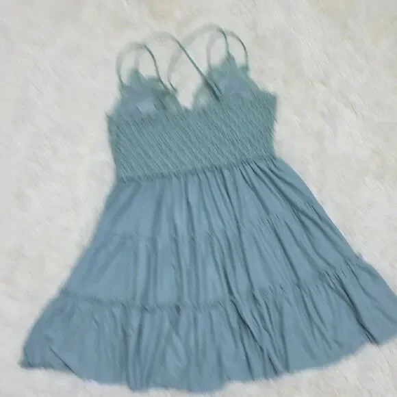 Zenana Outfitters Blue Green Tiered Sundress - Picture 5 of 6